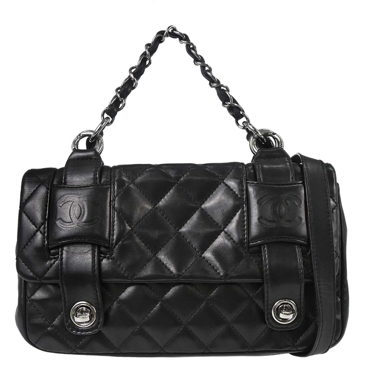 Chanel 2006-2008 Black Lambskin In The Mix 2way Shoulder Handbag