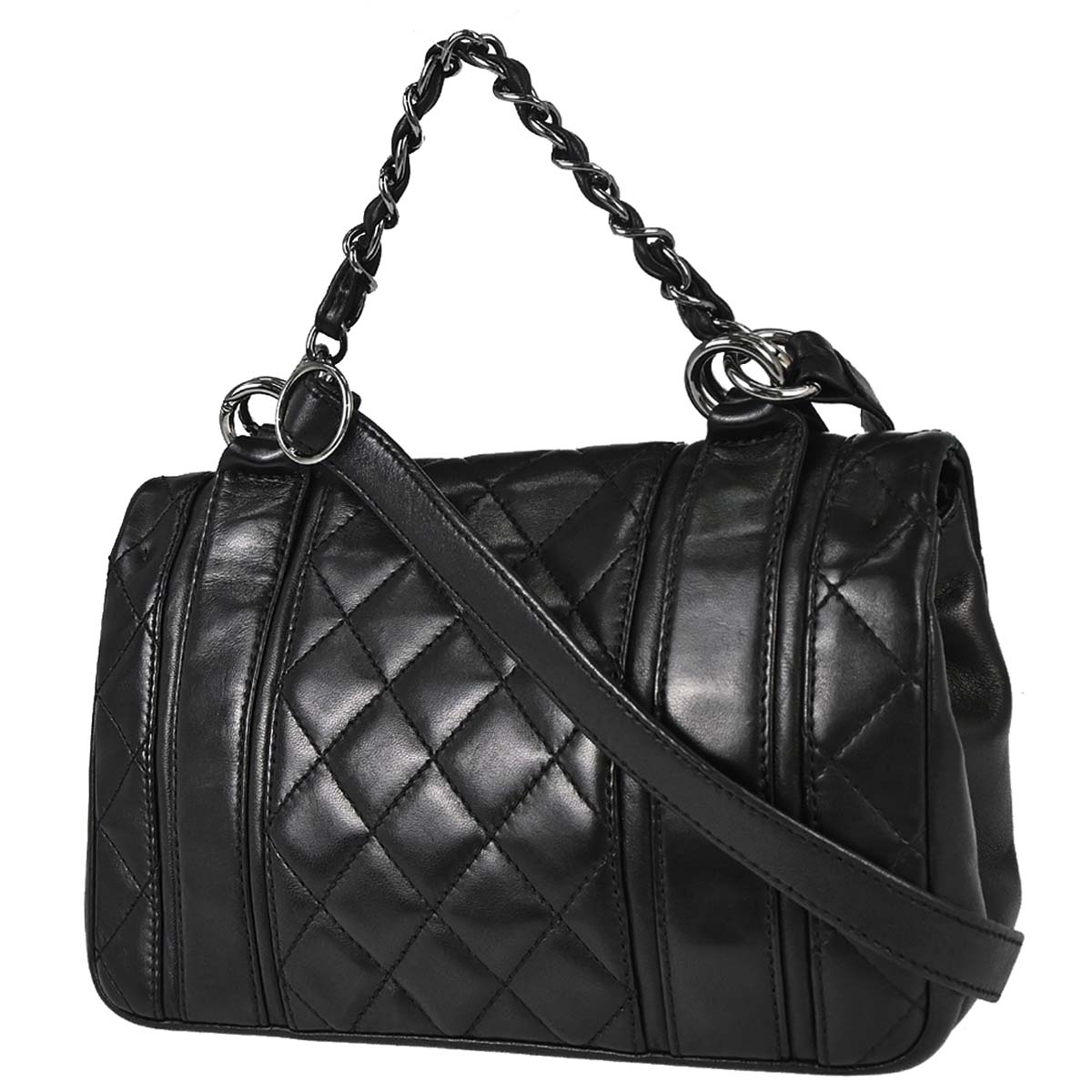 Chanel 2006-2008 Black Lambskin In The Mix 2way Shoulder Handbag