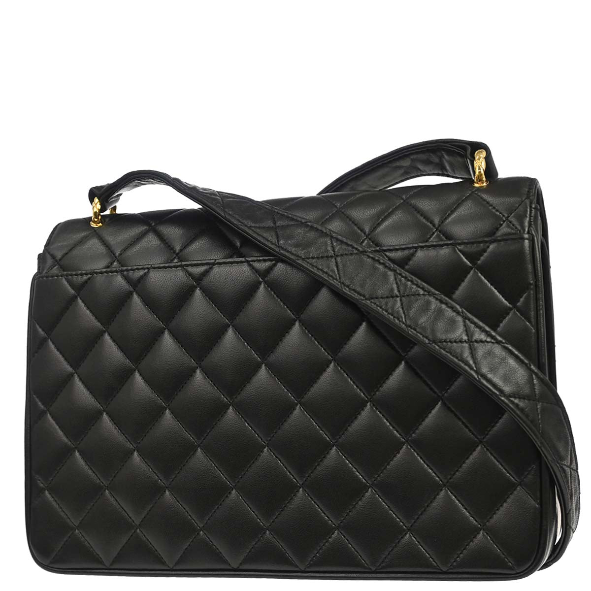 Chanel 1991-1994 Black Lambskin Single Flap Shoulder Bag