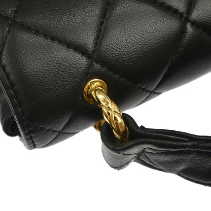 Chanel 1991-1994 Black Lambskin Single Flap Shoulder Bag