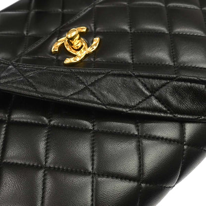 Chanel 1991-1994 Black Lambskin Single Flap Shoulder Bag