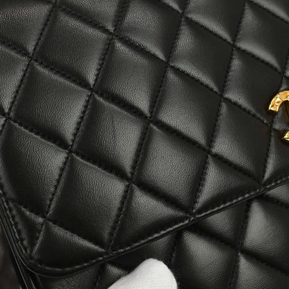 Chanel 1991-1994 Black Lambskin Single Flap Shoulder Bag