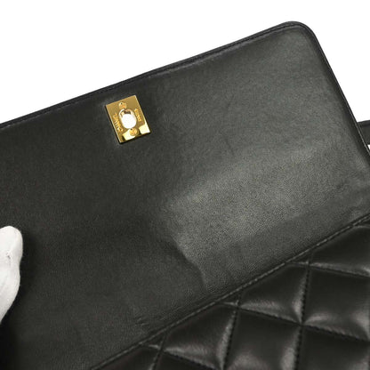 Chanel 1991-1994 Black Lambskin Single Flap Shoulder Bag