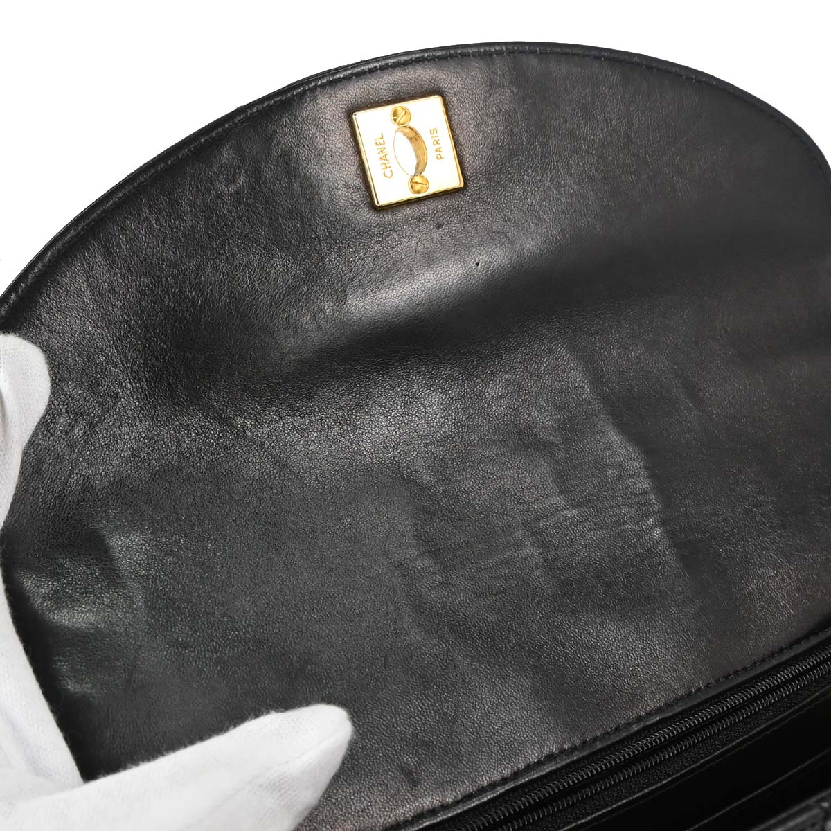 Chanel 1991-1994 Black Lambskin Shoulder Bag