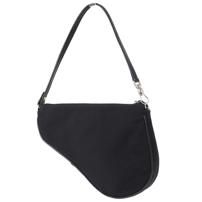 Christian Dior Black Canvas Beaded Saddle Handbag