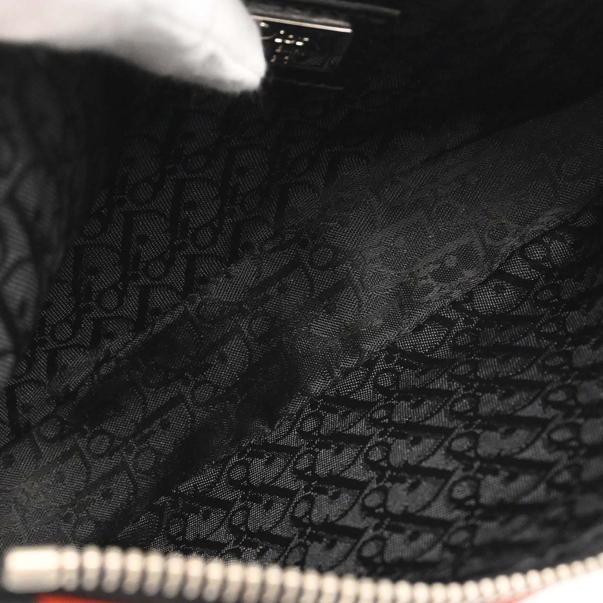Christian Dior Black Canvas Beaded Saddle Handbag