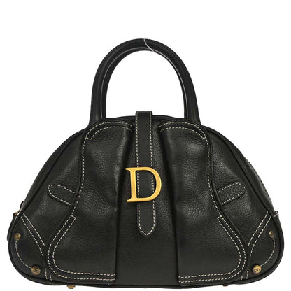 Christian Dior Black Leather Double Saddle Handbag