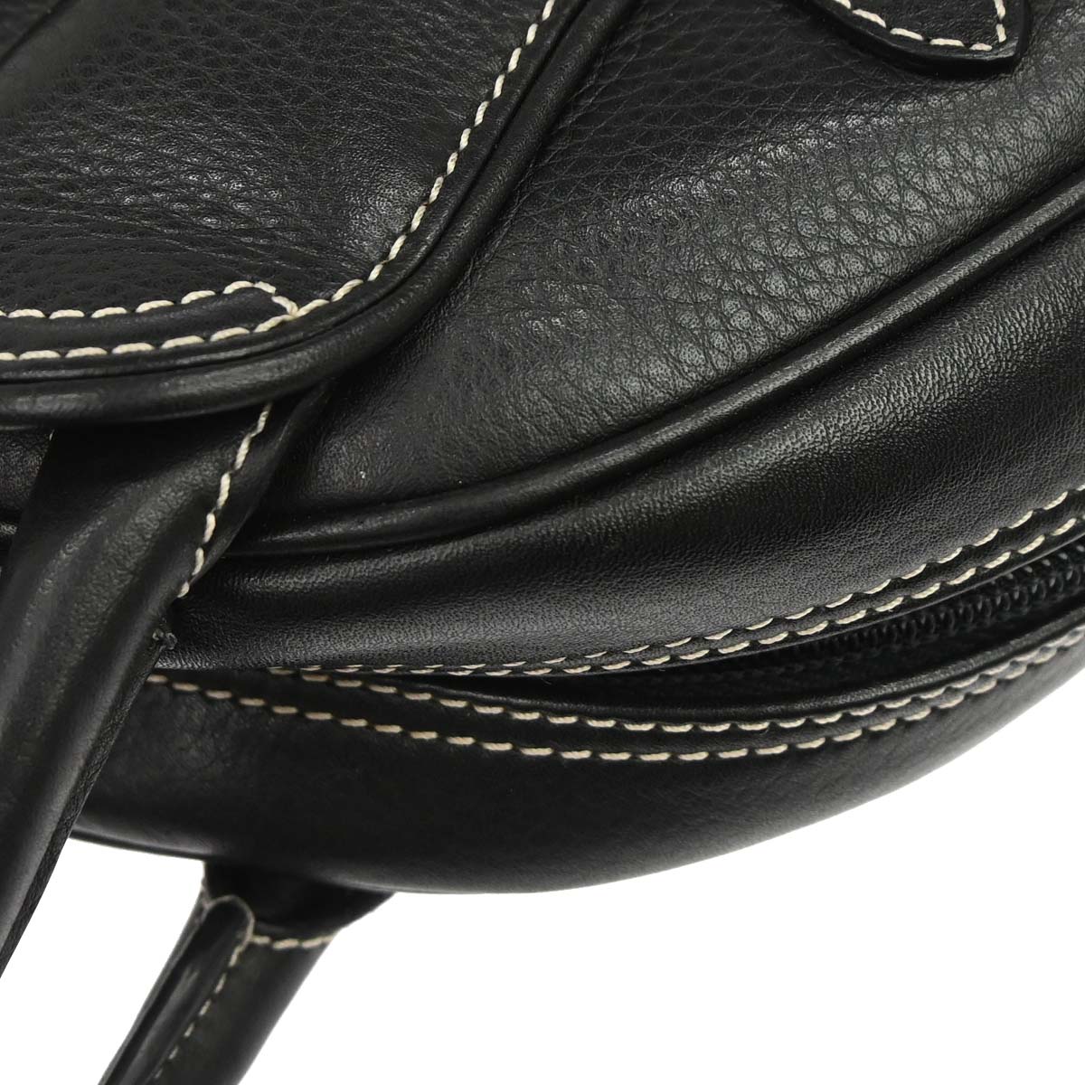 Christian Dior Black Leather Double Saddle Handbag
