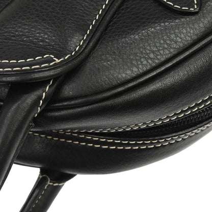 Christian Dior Black Leather Double Saddle Handbag