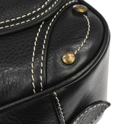 Christian Dior Black Leather Double Saddle Handbag