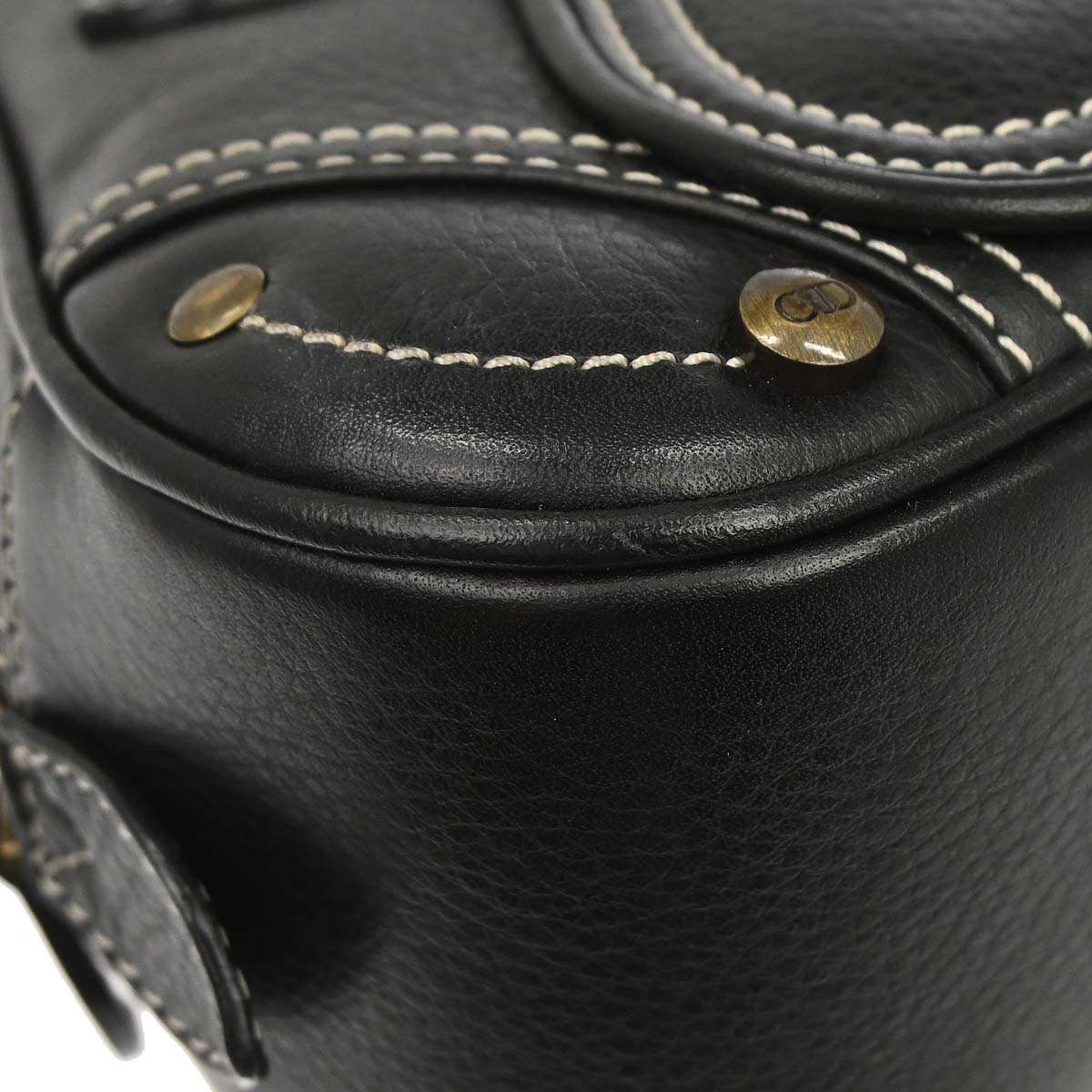 Christian Dior Black Leather Double Saddle Handbag