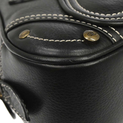 Christian Dior Black Leather Double Saddle Handbag