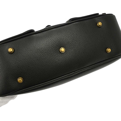 Christian Dior Black Leather Double Saddle Handbag
