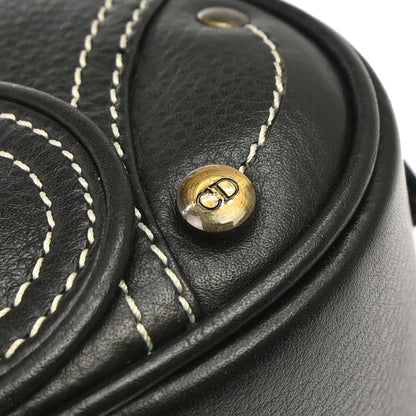 Christian Dior Black Leather Double Saddle Handbag