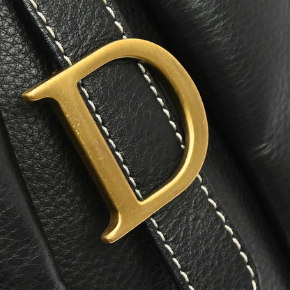 Christian Dior Black Leather Double Saddle Handbag