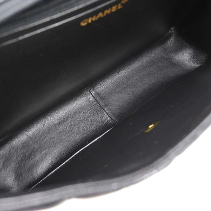 Chanel 1991-1994 Black Caviar Skin Jumbo Mademoiselle Classic Flap Bag