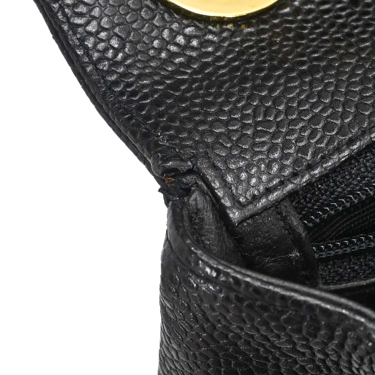 Chanel 1991-1994 Black Caviar Skin Jumbo Mademoiselle Classic Flap Bag