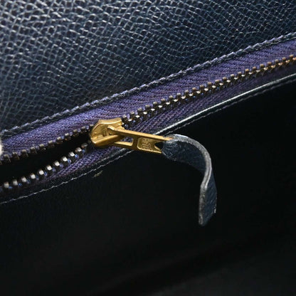 Hermes Blue Indigo Courchevel Toile H Kelly 32 Sellier 2way Shoulder Handbag