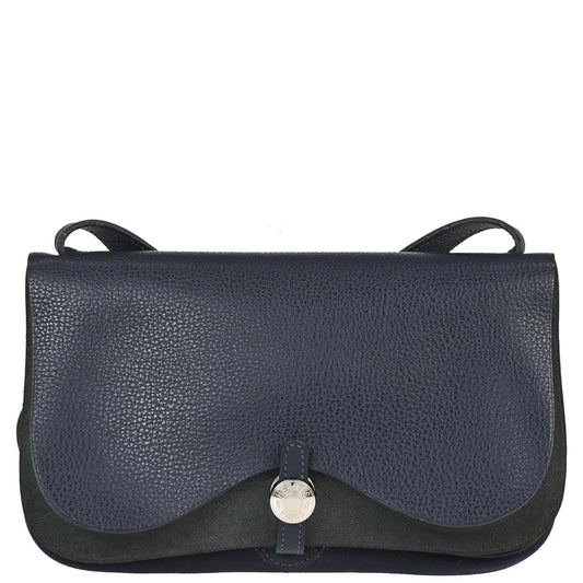 Hermes Navy Toile Officier Vache Liegee Sac Colorado PM Shoulder Bag