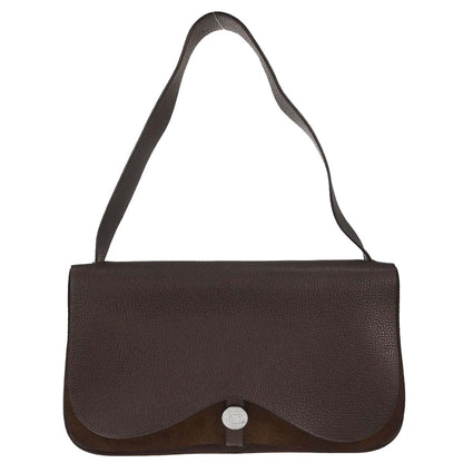 Hermes Cafe Toile Officier Vache Liegee Sac Colorado MM Shoulder Bag