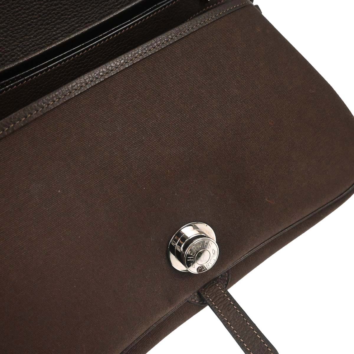 Hermes Cafe Toile Officier Vache Liegee Sac Colorado MM Shoulder Bag