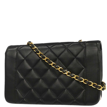 Chanel 1994-1996 Black Lambskin Small Diana Shoulder Bag