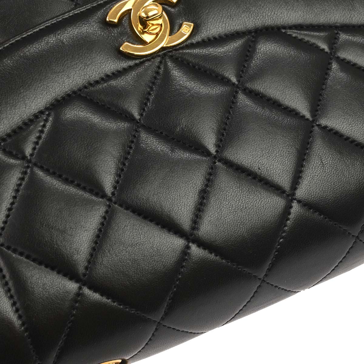 Chanel 1994-1996 Black Lambskin Small Diana Shoulder Bag