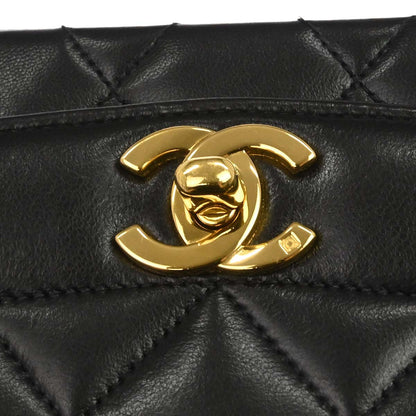 Chanel 1994-1996 Black Lambskin Small Diana Shoulder Bag