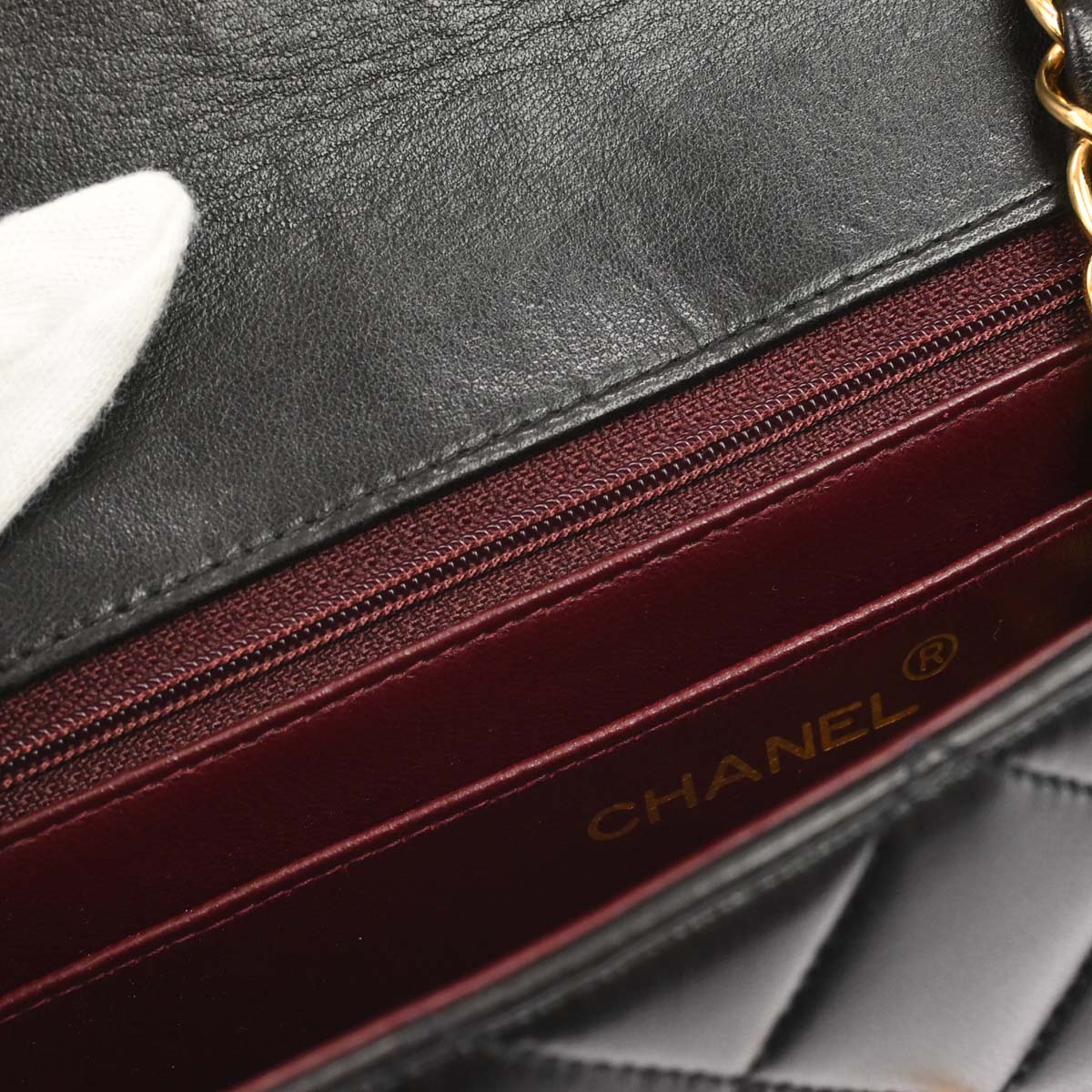 Chanel 1994-1996 Black Lambskin Small Diana Shoulder Bag