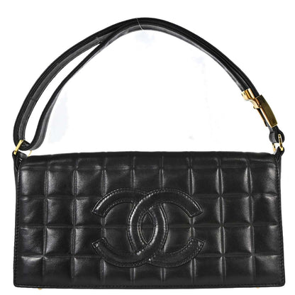 Chanel Black Lambskin Choco Bar Shoulder Bag