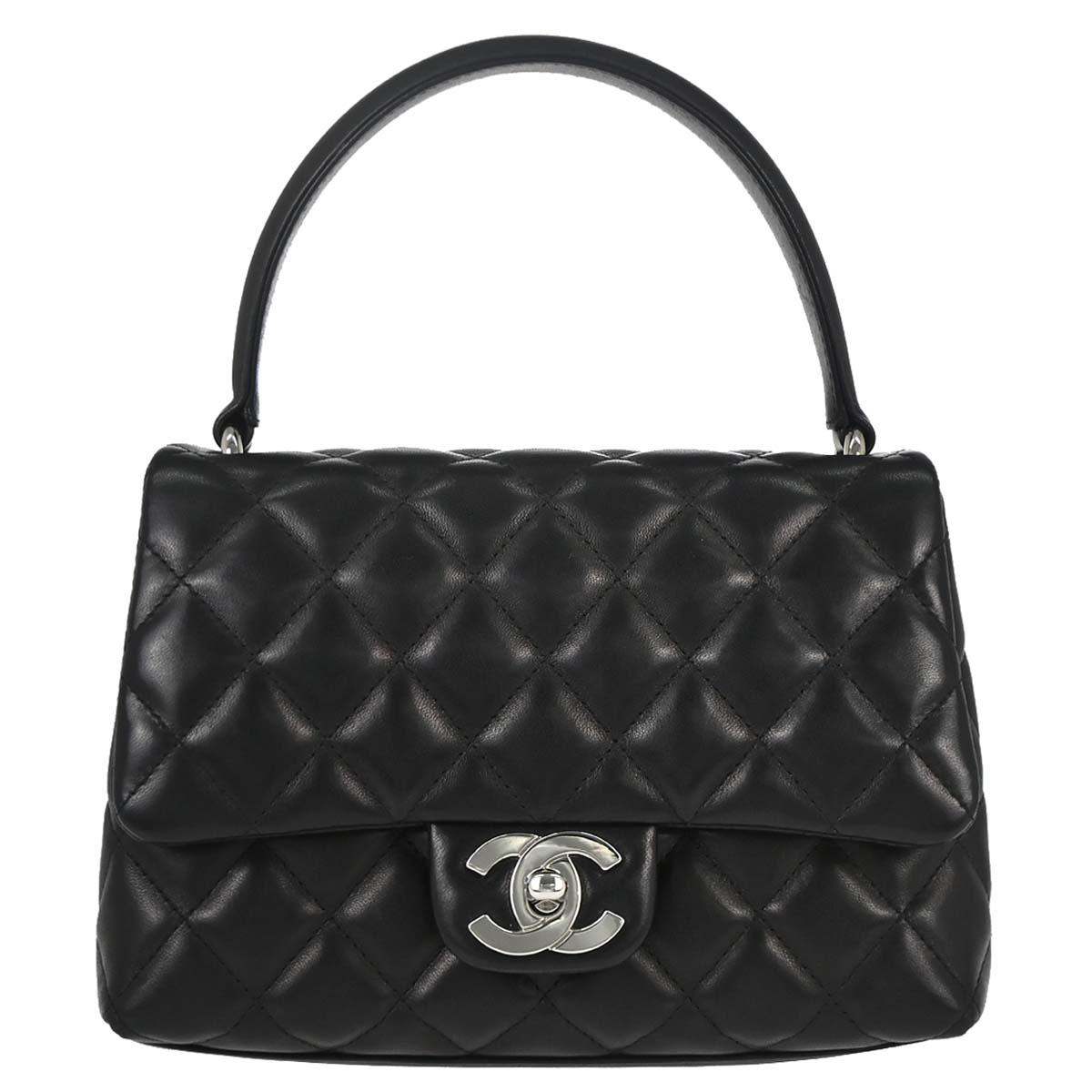 Chanel 2005-2006 Black Lambskin Top Handle Handbag
