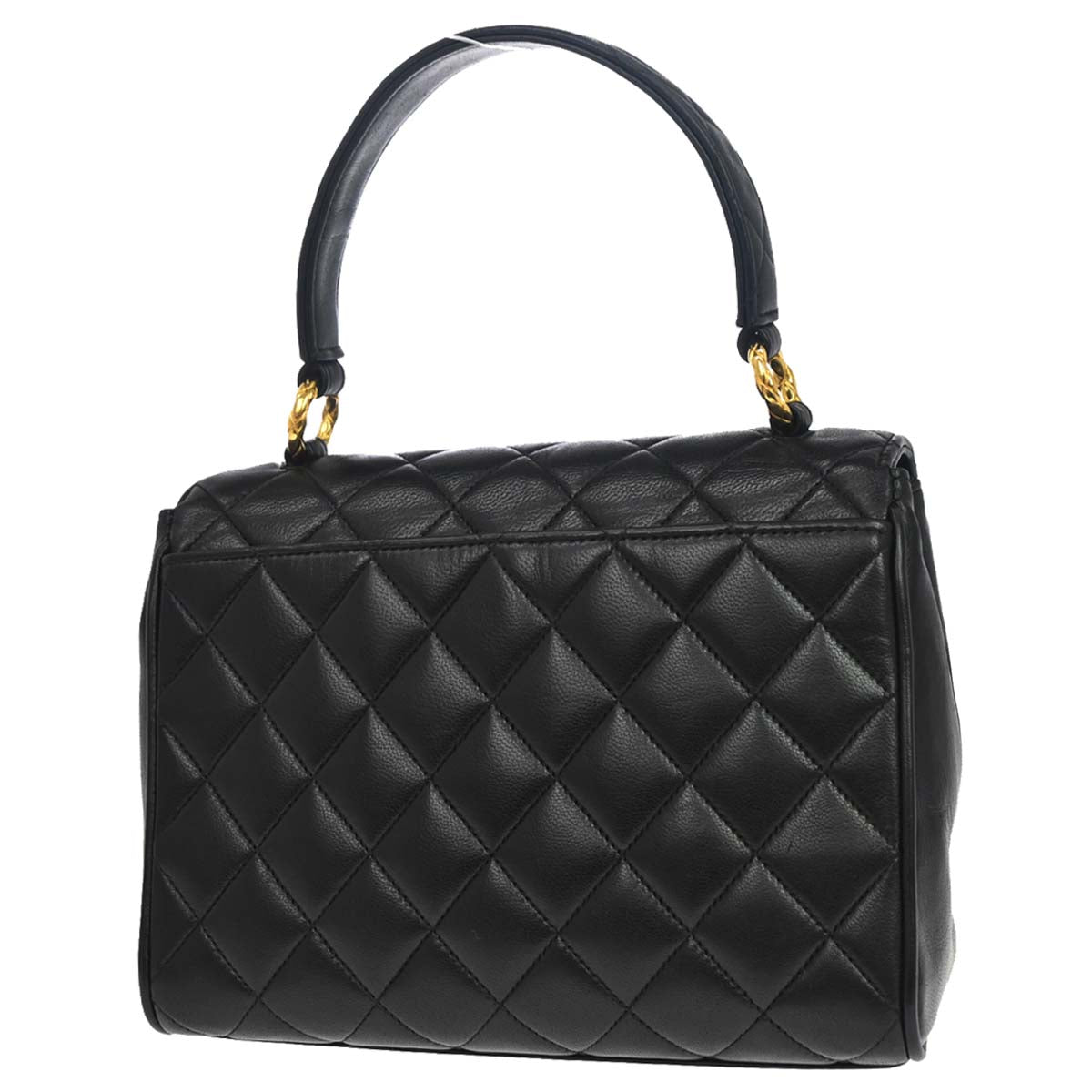 Chanel 1991-1994 Black Lambskin Straight Flap Handbag