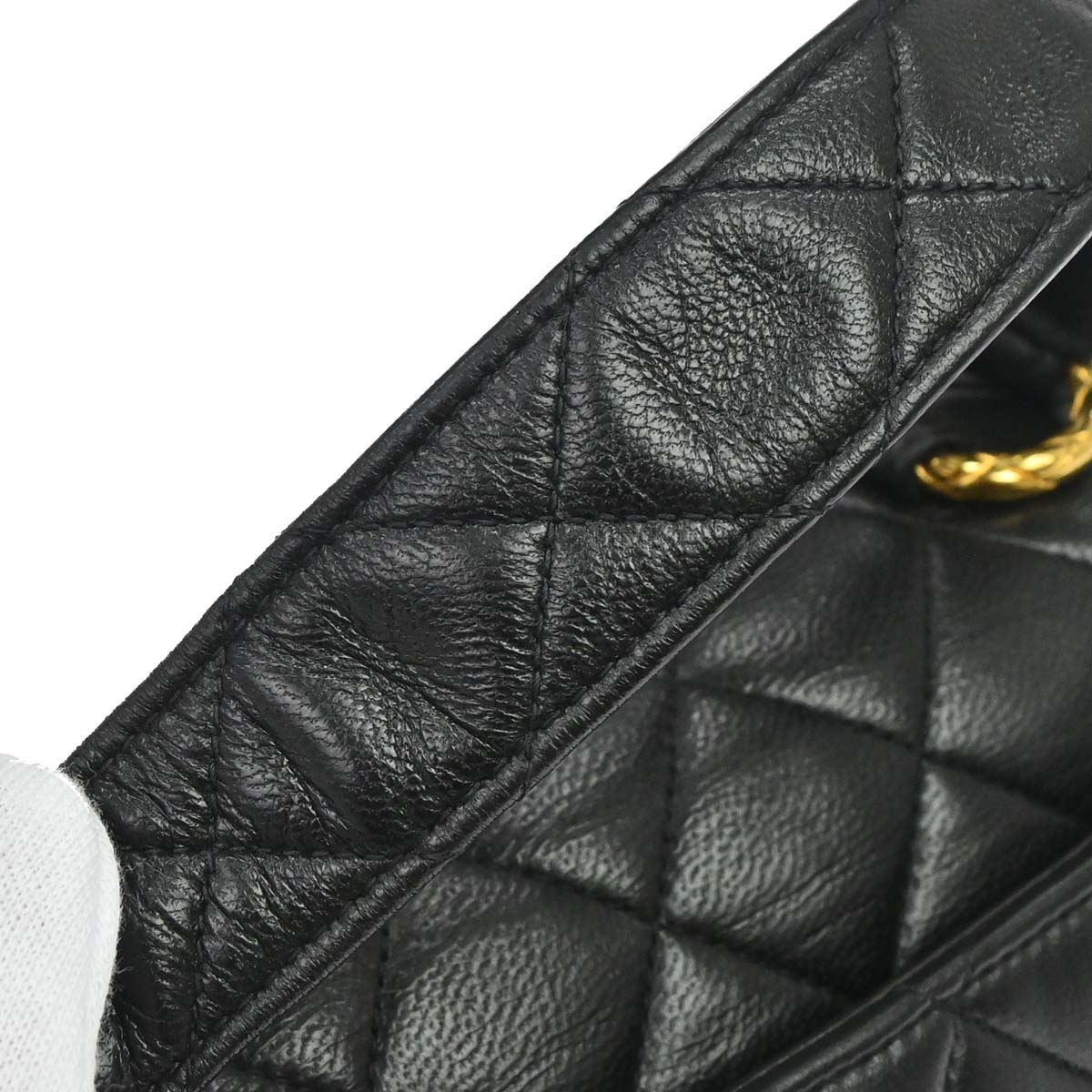 Chanel 1991-1994 Black Lambskin Straight Flap Handbag