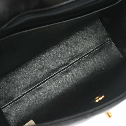 Chanel 1991-1994 Black Lambskin Straight Flap Handbag