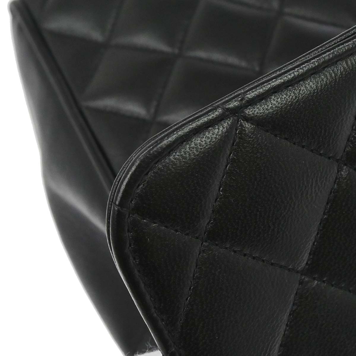 Chanel 1991-1994 Black Lambskin Straight Flap Handbag