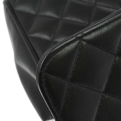 Chanel 1991-1994 Black Lambskin Straight Flap Handbag