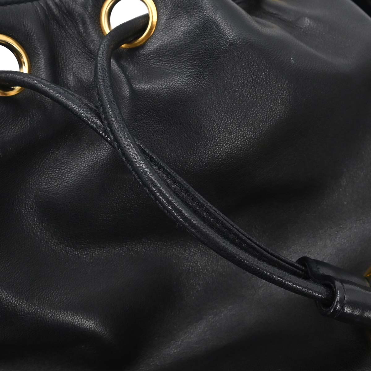 Chanel Black Lambskin Triple CC Drawstring Shoulder Bag