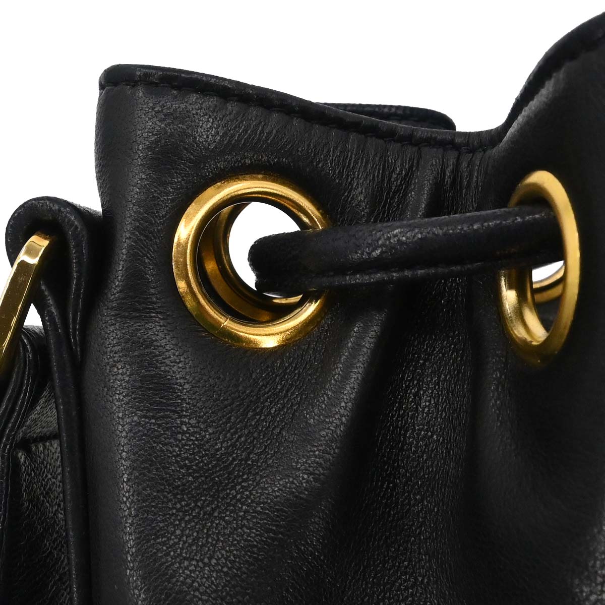 Chanel Black Lambskin Triple CC Drawstring Shoulder Bag