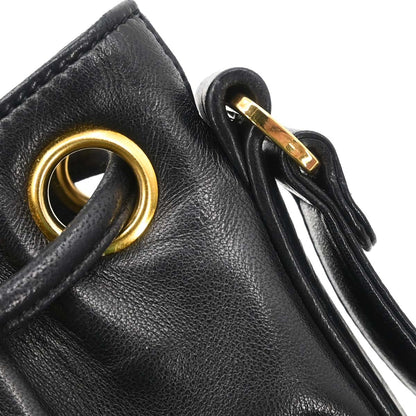 Chanel Black Lambskin Triple CC Drawstring Shoulder Bag