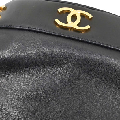 Chanel Black Lambskin Triple CC Drawstring Shoulder Bag
