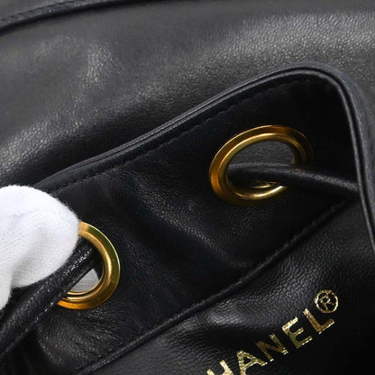 Chanel Black Lambskin Triple CC Drawstring Shoulder Bag