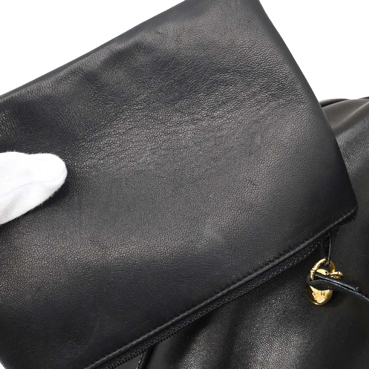 Chanel Black Lambskin Triple CC Drawstring Shoulder Bag
