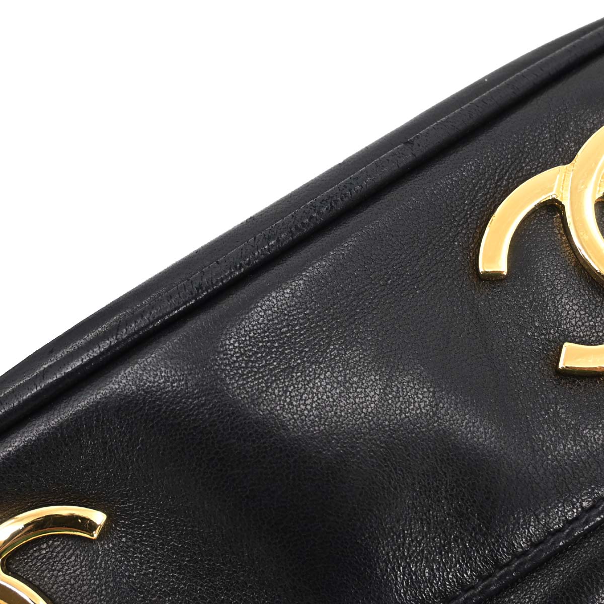 Chanel Black Lambskin Triple CC Drawstring Shoulder Bag