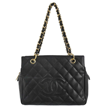 Chanel 2005-2006 Black Caviar Skin Petite Timeless Tote PTT Chain Handbag