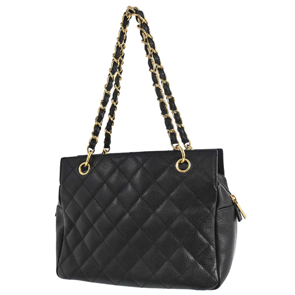 Chanel 2005-2006 Black Caviar Skin Petite Timeless Tote PTT Chain Handbag