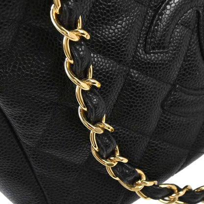 Chanel 2005-2006 Black Caviar Skin Petite Timeless Tote PTT Chain Handbag