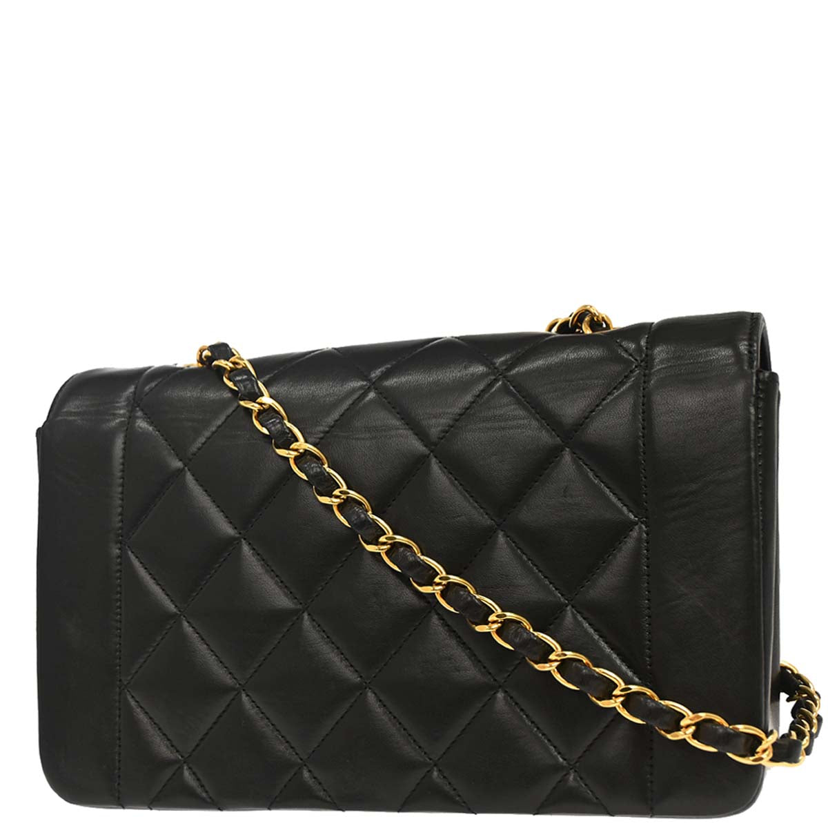 Chanel 1994-1996 Black Lambskin Small Diana Shoulder Bag