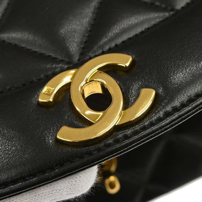 Chanel 1994-1996 Black Lambskin Small Diana Shoulder Bag