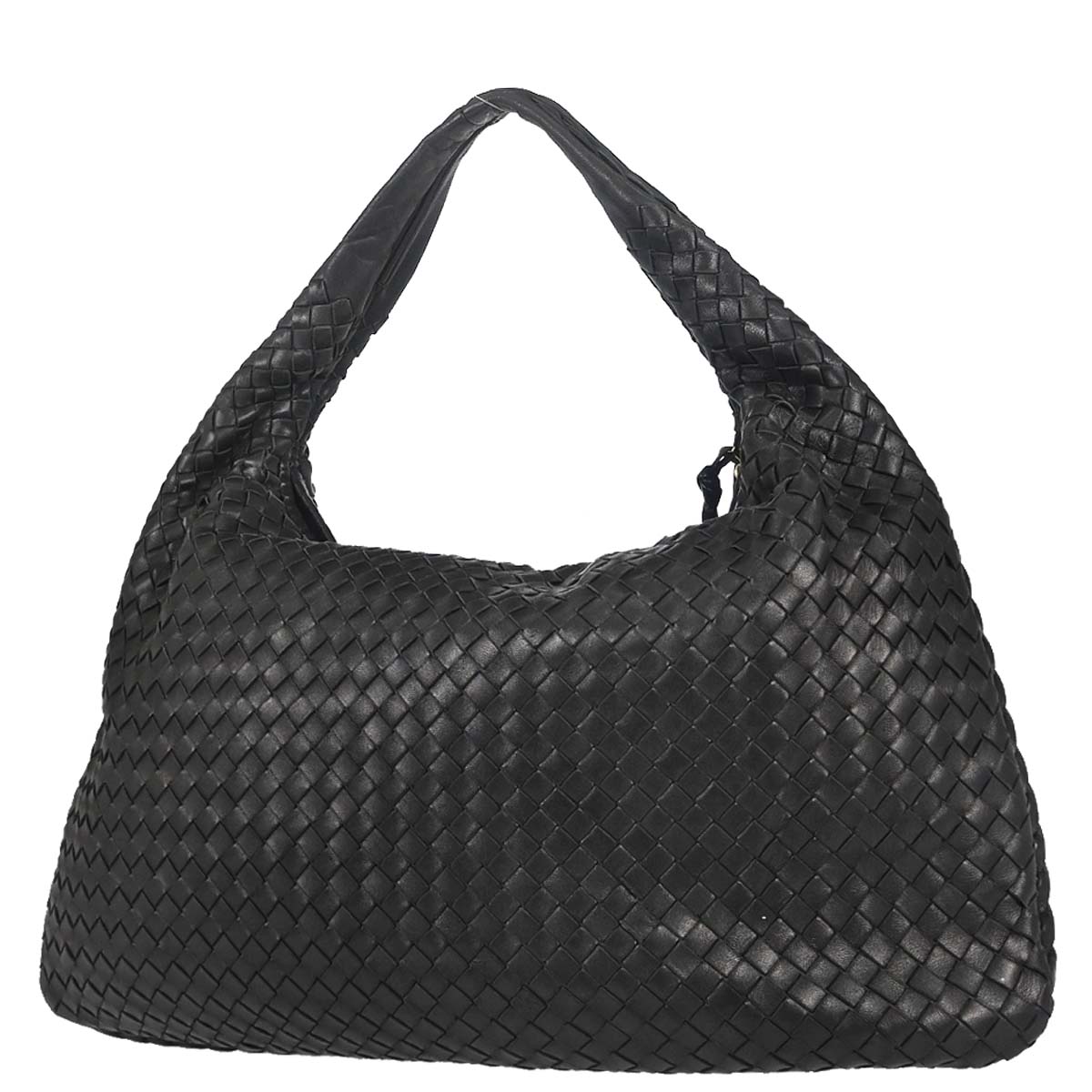 Bottega Veneta Black Lambskin Intrecciato Hobo Handbag