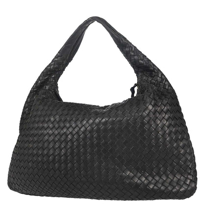 Bottega Veneta Black Lambskin Intrecciato Hobo Handbag